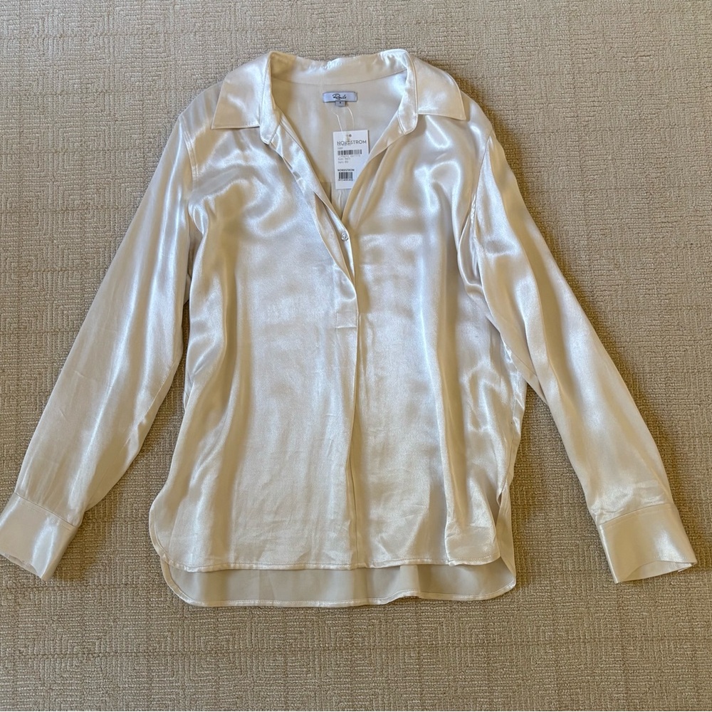 Rails Shimmering Cream Satin Blouse